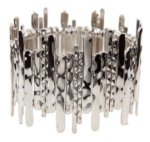 Silver Textured Bars Bracelet
