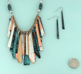 Multi-colored stick Necklace and Earrings set