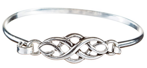 Silver Celtic Swirl Hook Bangle Bracelet