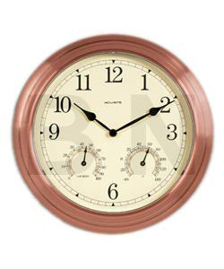 AcuRite Copper Clock w/ Thermometer & Hygrometer, 13.5" dia.
