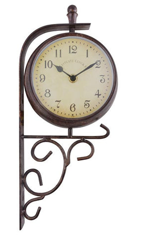 Esschert Design Double Sided Scrolling Clock and Thermometer