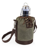 GROWLER TOTE - KHAKI AND BROWN WITH 64-OZ. STAINLESS STEEL GROWLER
