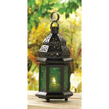 Emerald Green Glass Moroccan Lantern