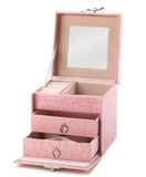 Stylish Pink Mirror Travel Jewelry Box