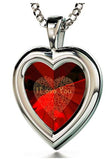 925 Sterling Silver Heart Pendant I Love You in 120 Languages
