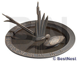 Whitehall Aluminum Loon Sundial Bird Bath, Oil Rub Bronze
